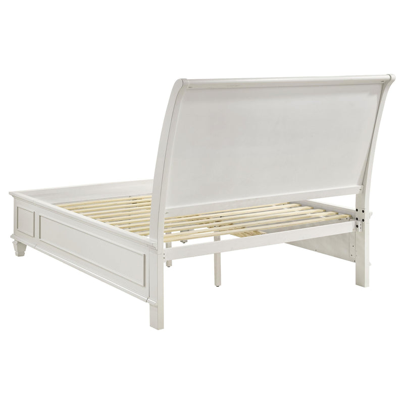 Sandy Beach Wood Queen Storage Panel Bed Cream White - 201309Q