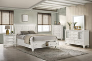 Sandy Beach Wood Queen Storage Panel Bed Cream White - 201309Q