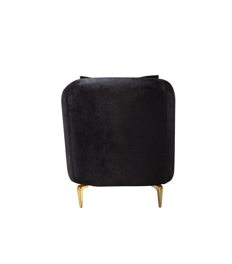 Santana Black Velvet Sofa & Loveseat & Accent Chair (2)