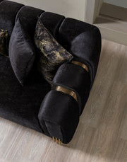 Santana Black Velvet Sofa - SANTANABLACK-S