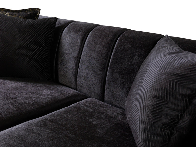 Santana Black Velvet Sofa - SANTANABLACK-S