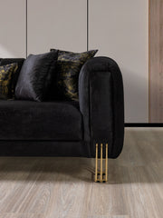 Santana Black Velvet Sofa - SANTANABLACK-S