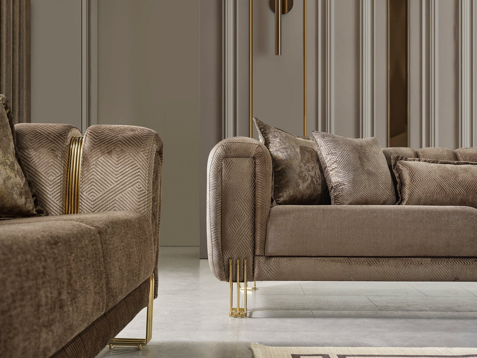 Santana Coffee Velvet Living Room Set