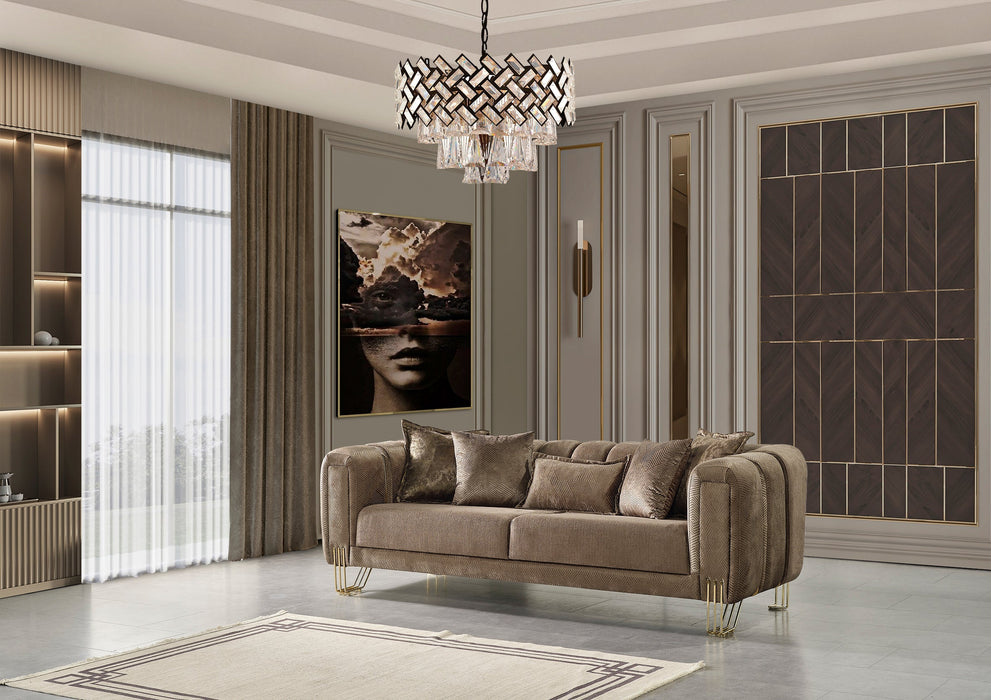 Santana Coffee Velvet Living Room Set
