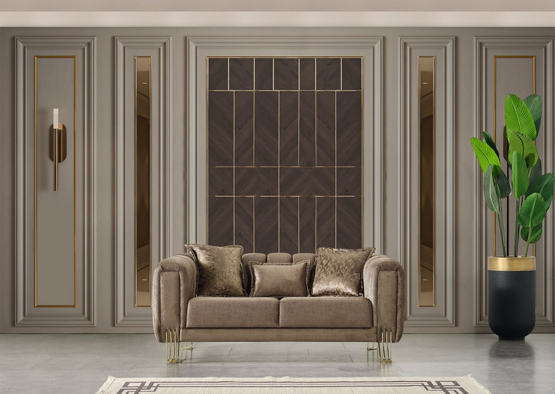 Santana Coffee Velvet Living Room Set
