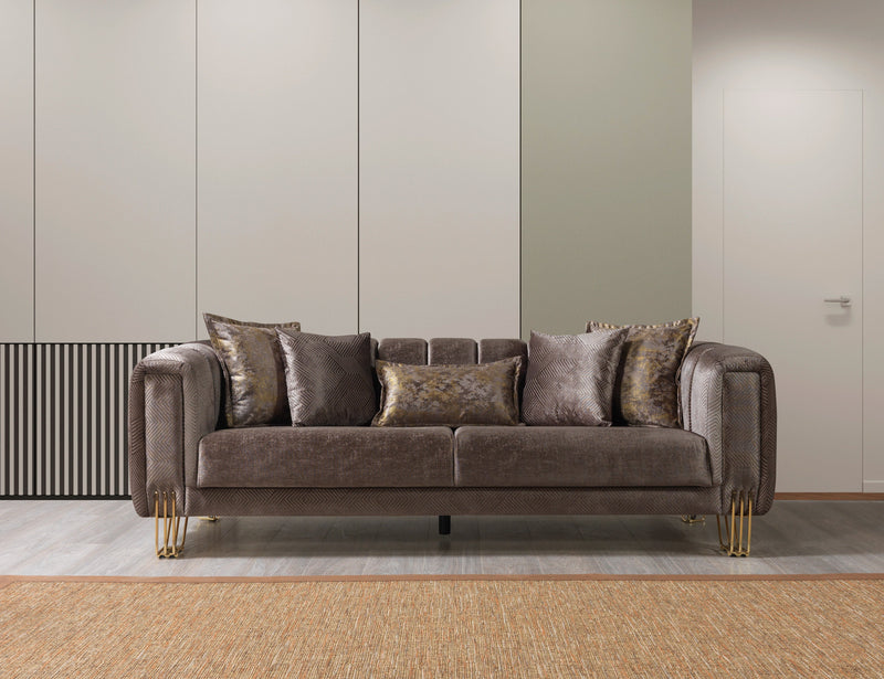Santana Coffee Velvet Sofa & Loveseat - SANTANACOFFEE-SL