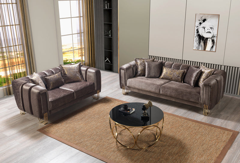 Santana Coffee Velvet Sofa & Loveseat - SANTANACOFFEE-SL