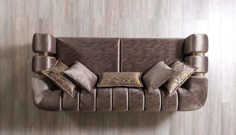 Santana Coffee Velvet Sofa - SANTANACOFFEE-S