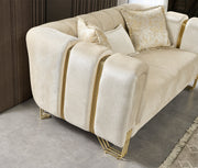 Santana Ivory Velvet Loveseat - SANTANAIVORY-L