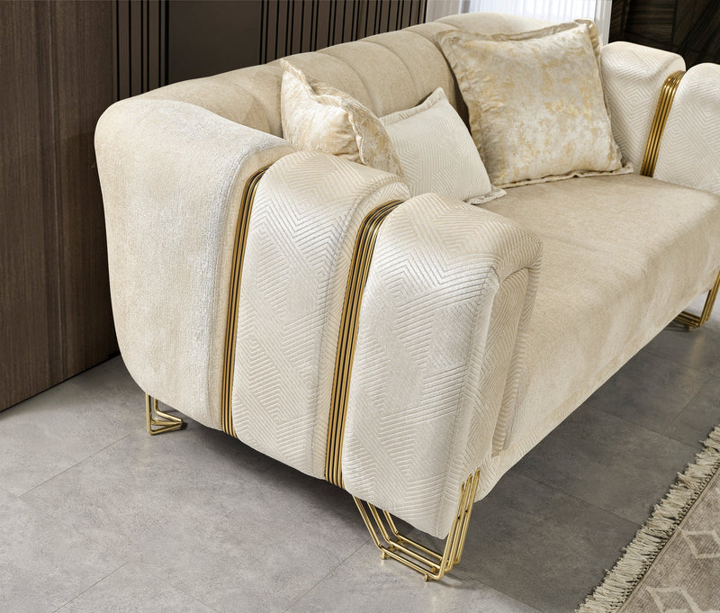 Santana Ivory Velvet Loveseat - SANTANAIVORY-L