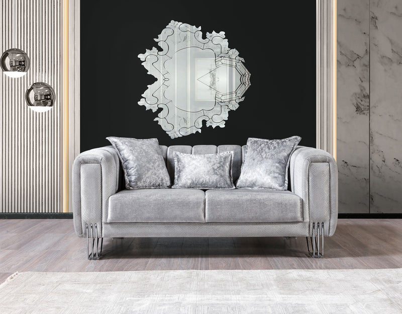 Santana Silver Velvet Loveseat - SANTANASILVER-L
