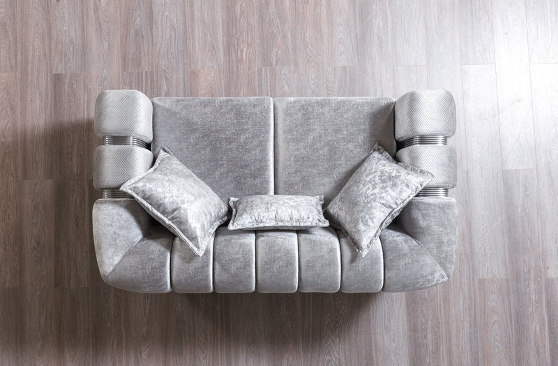 Santana Silver Velvet Loveseat - SANTANASILVER-L