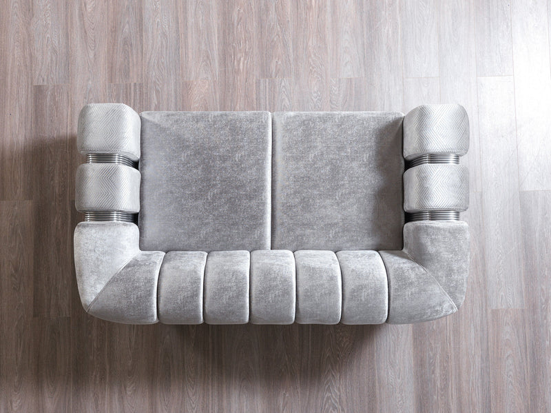 Santana Silver Velvet Loveseat - SANTANASILVER-L