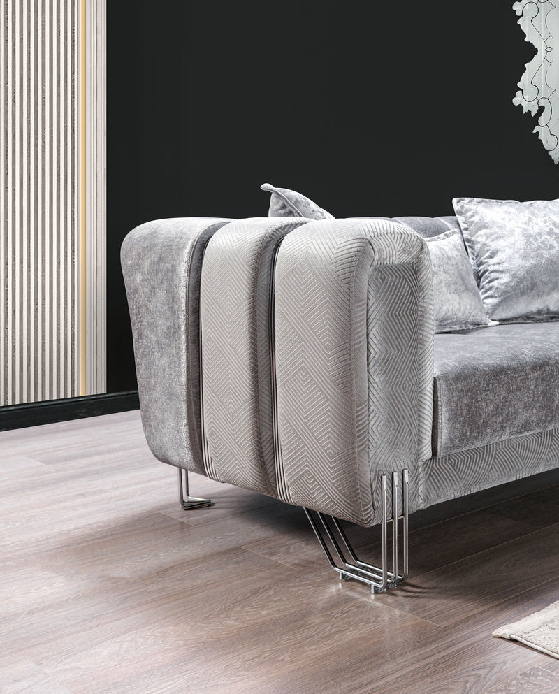 Santana Silver Velvet Loveseat - SANTANASILVER-L