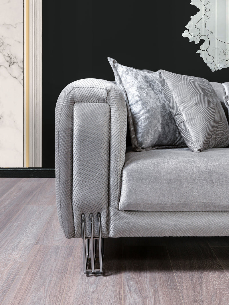 Santana Silver Velvet Loveseat - SANTANASILVER-L