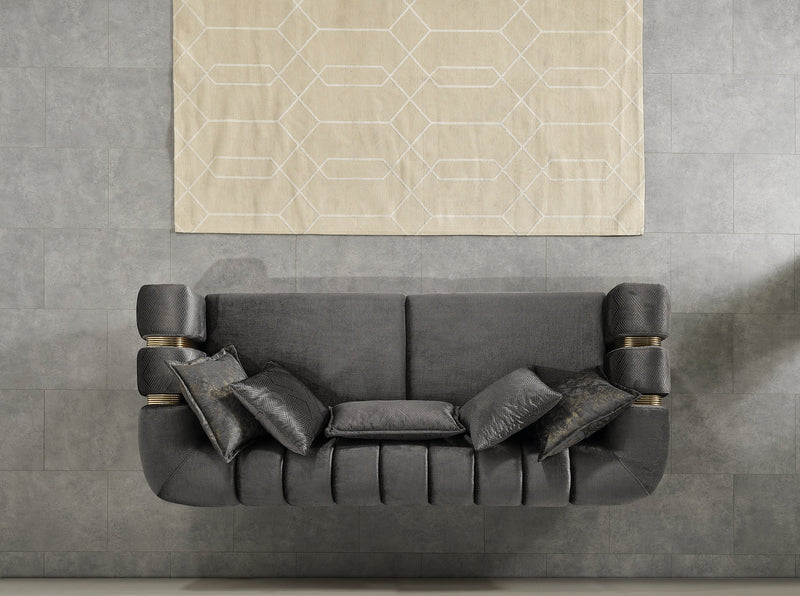 Santana Smoke Velvet Living Room Set
