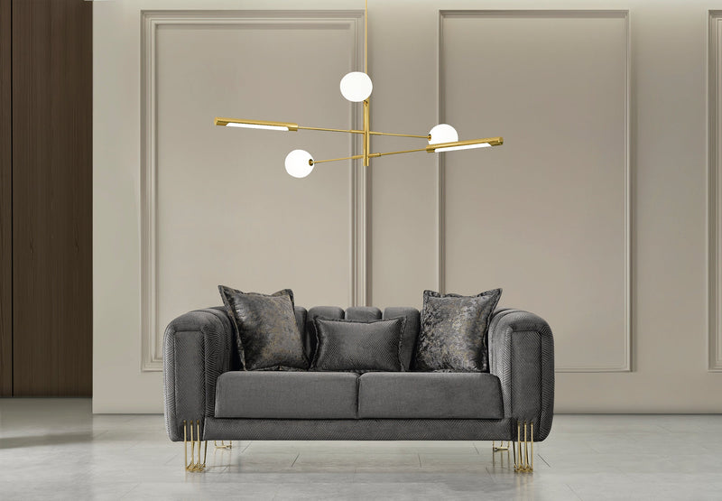 Santana Smoke Velvet Living Room Set
