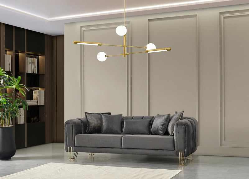 Santana Smoke Velvet Living Room Set