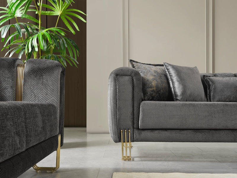 Santana Smoke Velvet Living Room Set