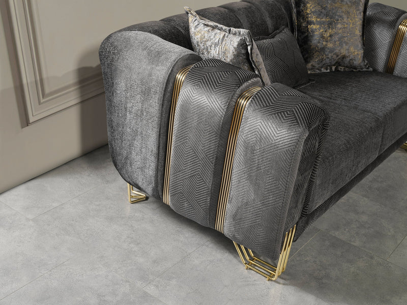 Santana Smoke Velvet Living Room Set