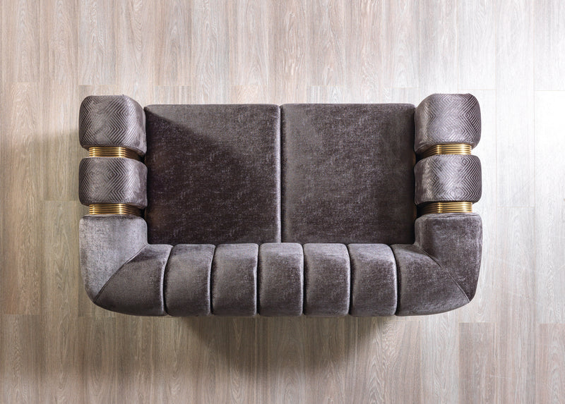 Santana Smoke Velvet Sofa & Loveseat - DMV FurnitureLiving Room Set