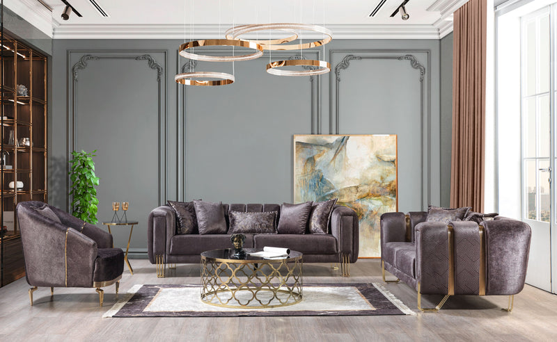 Santana Smoke Velvet Sofa & Loveseat - DMV FurnitureLiving Room Set