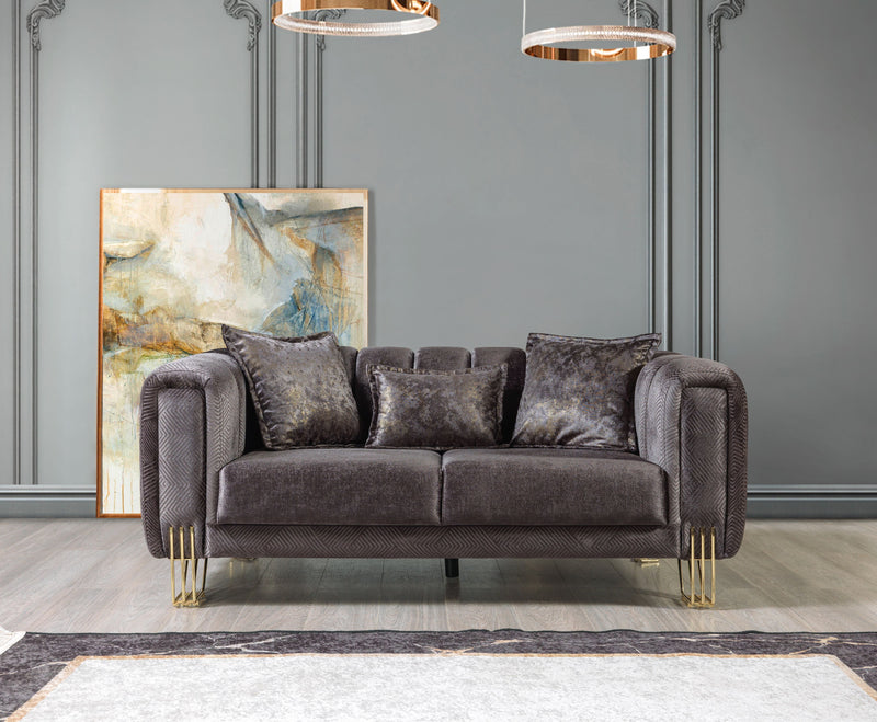 Santana Smoke Velvet Sofa & Loveseat - DMV FurnitureLiving Room Set