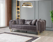 Santana Smoke Velvet Sofa & Loveseat - DMV FurnitureLiving Room Set