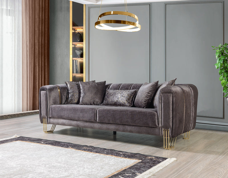 Santana Smoke Velvet Sofa & Loveseat - DMV FurnitureLiving Room Set