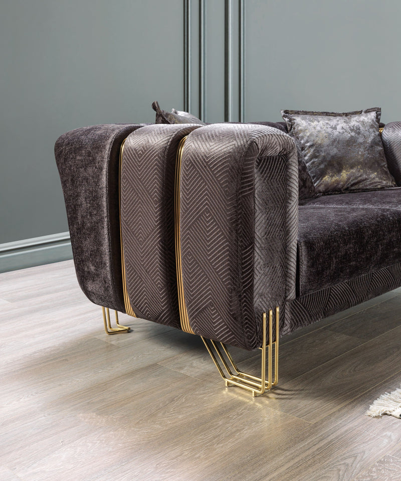 Santana Smoke Velvet Sofa & Loveseat - DMV FurnitureLiving Room Set