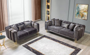 Santana Smoke Velvet Sofa & Loveseat - DMV FurnitureLiving Room Set