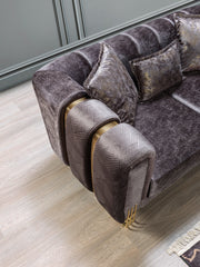 Santana Smoke Velvet Sofa & Loveseat - DMV FurnitureLiving Room Set