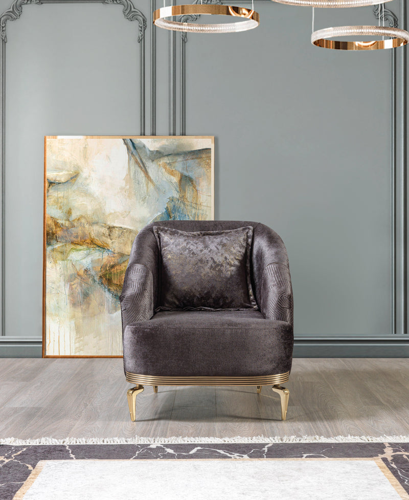 Santana Smoke Velvet Sofa & Loveseat - DMV FurnitureLiving Room Set
