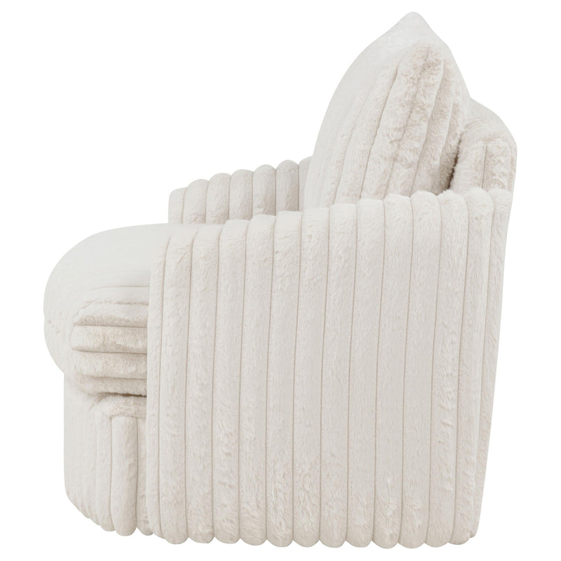 Sarco Corduroy Upholstered Swivel Accent Arm Chair Ivory - 902541