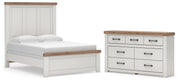 Savonport Full Panel Bed and Dresser in White/Brown - PKG025554