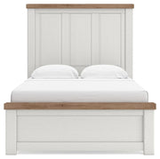 Savonport Full Panel Bed, Dresser and Nightstand in White/Brown - PKG025555