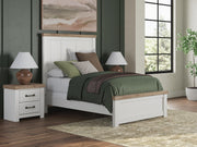 Savonport Full Panel Bed. Dresser, Mirror and Nightstand in White/Brown - PKG025551