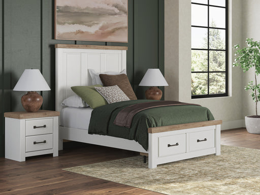 Savonport Full Panel Storage Bed, Dresser and Chest in White/Brown - PKG025573