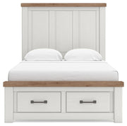 Savonport Full Panel Storage Bed, Dresser and Chest in White/Brown - PKG025573