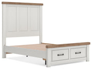 Savonport Full Panel Storage Bed, Dresser and Chest in White/Brown - PKG025573