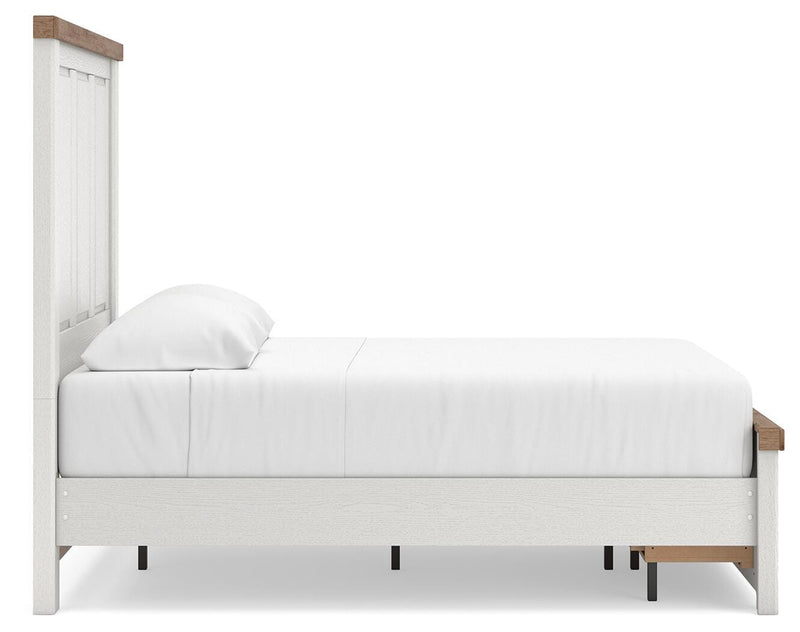 Savonport Full Panel Storage Bed, Dresser and Chest in White/Brown - PKG025573