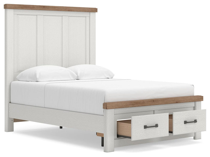 Savonport Full Panel Storage Bed, Dresser and Nightstand in White/Brown - PKG025579