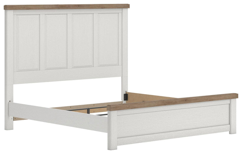 Savonport King Panel Bed, Dresser and Chest in White/Brown - PKG025302