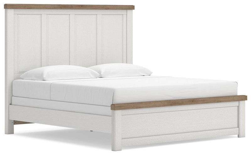 Savonport King Panel Bed, Dresser and Mirror in White/Brown - PKG025301