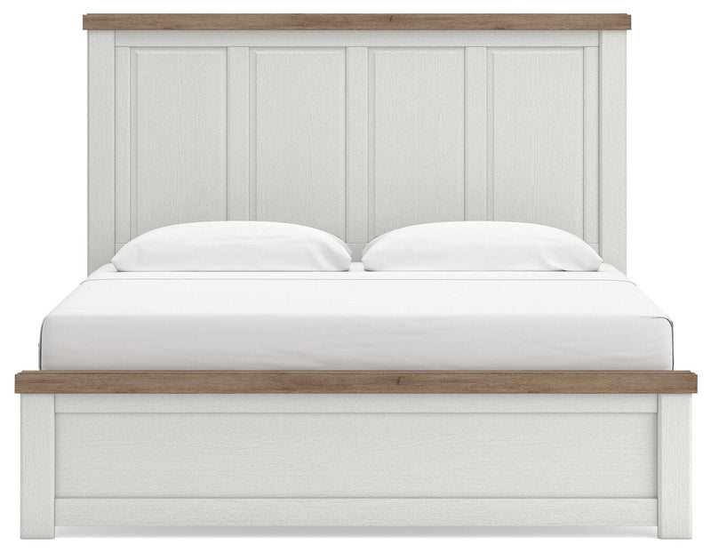 Savonport King Panel Bed, Dresser and Mirror in White/Brown - PKG025301