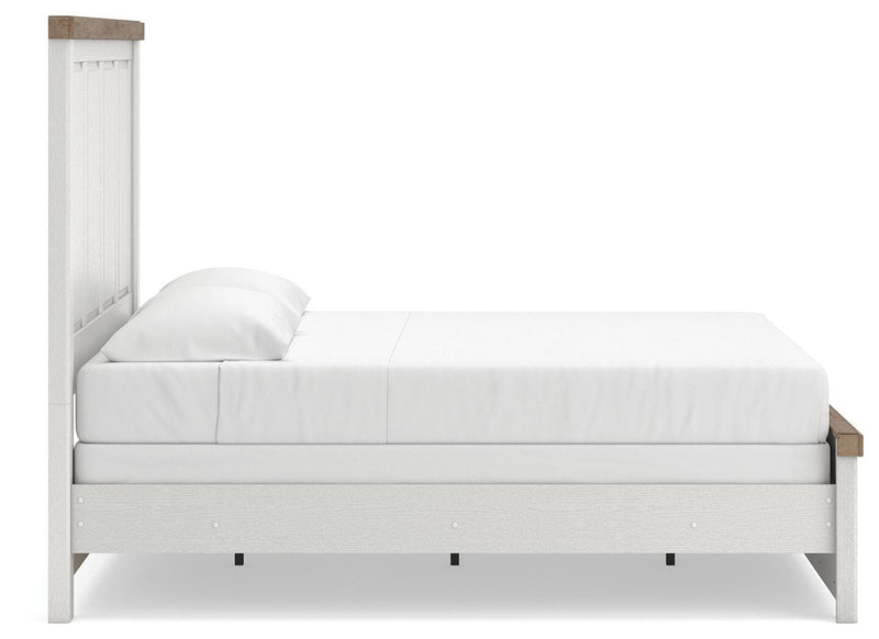 Savonport King Panel Bed, Dresser and Nightstand in White/Brown - PKG025308