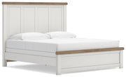 Savonport King Panel Bed, Dresser, Mirror and Chest in White/Brown - PKG025305