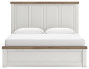 Savonport King Panel Bed, Dresser, Mirror and Chest in White/Brown - PKG025305