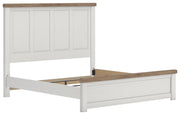 Savonport King Panel Bed. Dresser, Mirror and Nightstand in White/Brown - PKG025304
