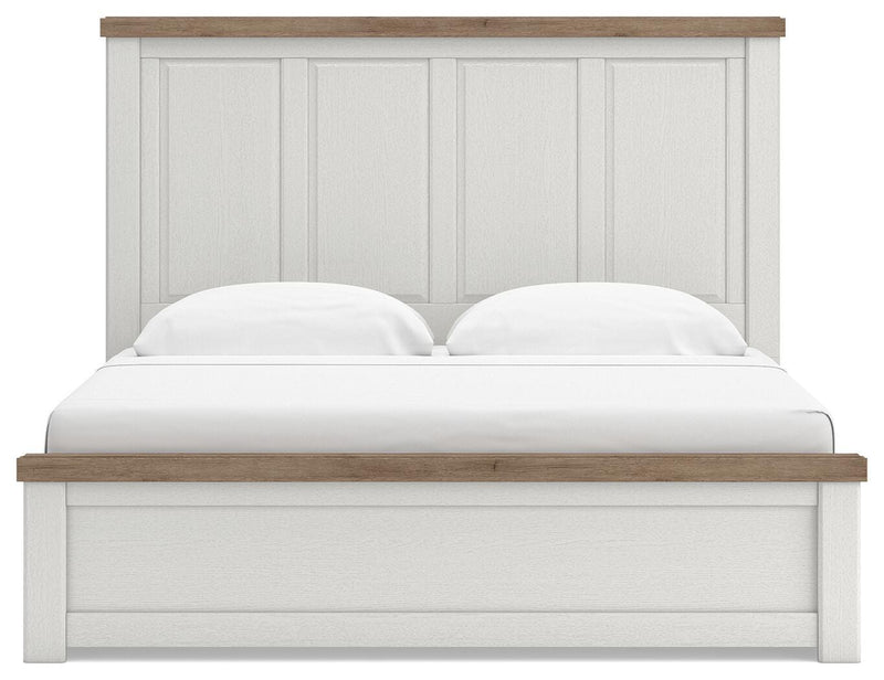 Savonport King Panel Bed with Storage, Chest and Nightstand in White/Brown - PKG025518